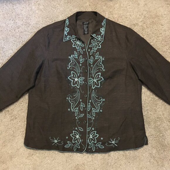 Vintage Fusion 100% Silk Floral Embroidered & Sequined Dress Jacket - Picture 11 of 16